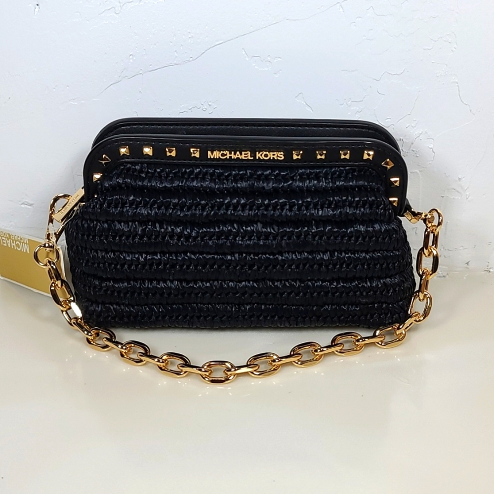Michael Kors Livia Small Cloud Clutch – Black, NWT (MSRP: $448)